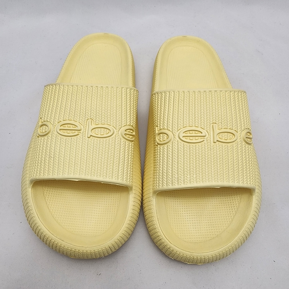 Women's Slides BEBE Malaga Pool Slide Flat Sandals Yellow Size 9